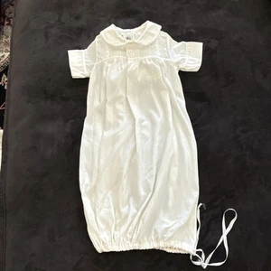 Vtg Baby Christian Dior Designer Gown Ivory Drawstring Pintuk lace - Picture 1 of 12