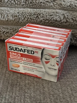 Sudafed PE синусовое давление + болевые капсулы 24 таблетки ЛОТ ИЗ 6 EXP 12/27 - Изображение 1 из 4
