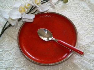 Plato mediano de cerámica rojo platillo plato de ensalada plato de aperitivos cerámica - Imagen 1 de 4