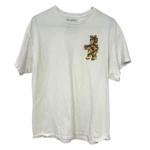 Riot Society L Bear Graphic TShirt White Cotton Short Sleeve Streetwear Tropical - Picture 1 of 4