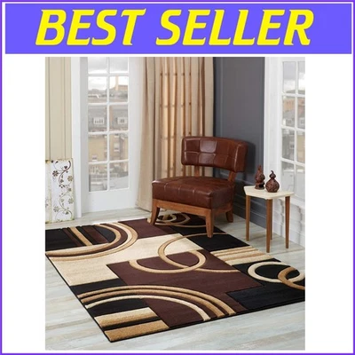 High Pile Soft Brown Area Rug 5x7 - Contemporary Carpet for Living Spaces - Image 1 of 4