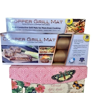 Copper Infused Grill Mat NWT 2 Pack Heat Conductive Non Stick 13" x 15.75" - Picture 1 of 8