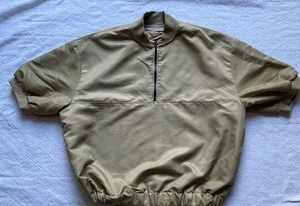 Essentials Fear Of God Jacket Mens Medium beigeS hort Sleeve Half Zip Track Cape - Picture 1 of 13