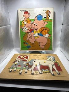 Vintage 70's Playskool Fisher Price 3 Little Pigs Disney Horse And Colt Lot Of 2 - Picture 1 of 8