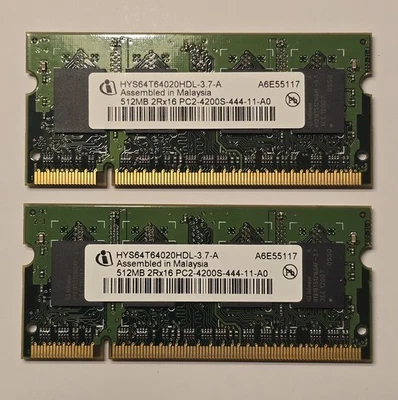  Lote de 2 HYS64T64020HDL-3.7-a 512MB 2R×16 RAM Foto 1 de 2
