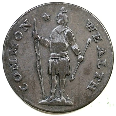 1788 12-m R-4- Stout Indian Massachusetts Cent Colonial Copper Coin - Image 1 of 2