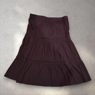 Vintage Tiered Midi Skirt Womens XL Lace Prairie Renfair Cottage Boho Folk — 第 1/3 张图片