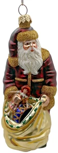 Patricia Breen Santa Claus Bordeaux Gold Holly Presents Christmas Tree Ornament - Picture 1 of 13
