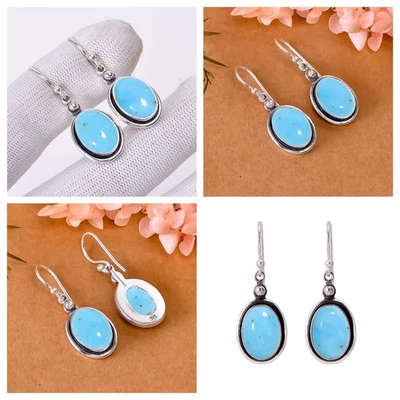 Pendientes Turquesa Azul Plata de Ley 925 Colgantes Gota Joyería Regalos de Navidad Foto 1 de 4