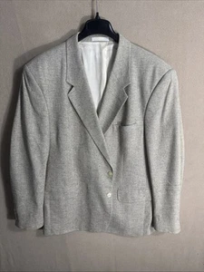 Vintage Savile Row 48R Oatmeal Beige 100% Silk Woven Check Textured 2 Button - Picture 1 of 14