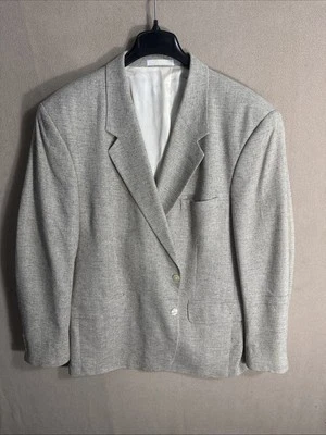 Vintage Savile Row 48R Avena Beige 100% Seda Tejido Cuadros Texturizado 2 Botones Foto 1 de 4