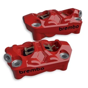 Pair of Brembo Hypure red radial brake calipers 100mm wheelbase - Picture 1 of 5