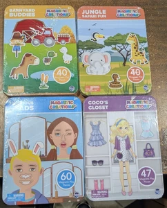 Magnetic Creations Magnetic Play Pieces 4 Tin Set Jungle Safari Barnyard Buddies - Picture 1 of 2