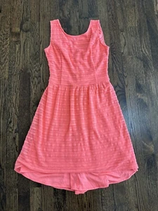 LILLY PULITZER Nicolet Striped Lace Sleeveless Hi Low Neon Coral Dress Small - Picture 1 of 3