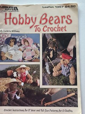 Bears to Crochet Pattern Booklet 8" & 13 Outfits 1357 Hobby Plush Stuffed Toy - Image 1 of 4