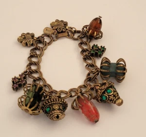 Vintage 50's Rhine Tag Christian Dior Oriental Lantern Charm Bracelet - Picture 1 of 7