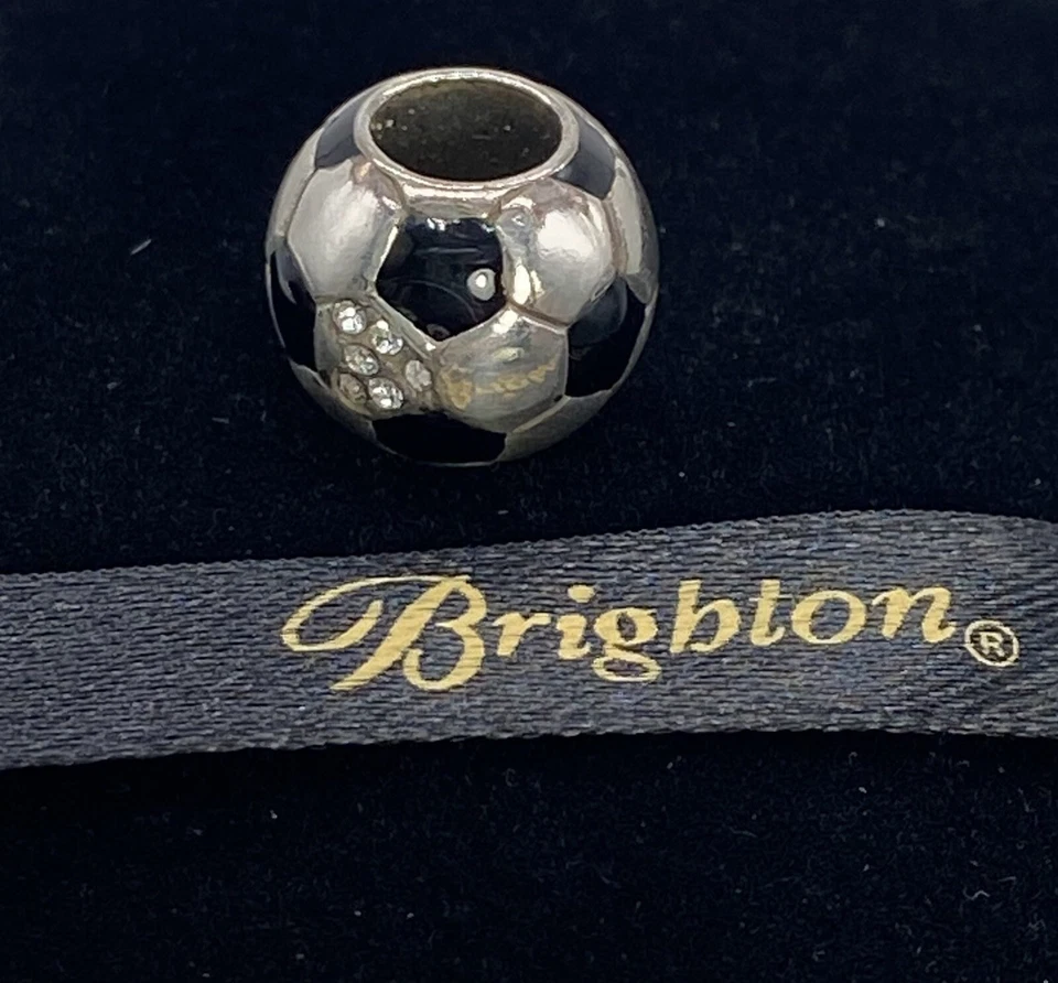 Brighton Bracelet Bead SOCCER BALL Heart Silver Crystal - Image 1 of 4