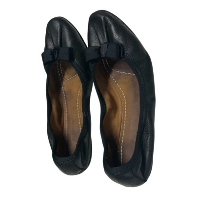 Zapatos planos de ballet Salvatore Ferragamo My Joy de cuero negro para mujer talla 5,5 Foto 1 de 4