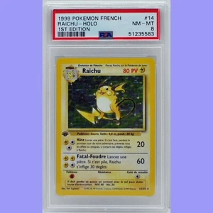 Juego Base Pokémon 1a Edición Francés Raichu Holo 8/102 PSA 8 Casi Nuevo/Como Nuevo - Imagen 1 de 4