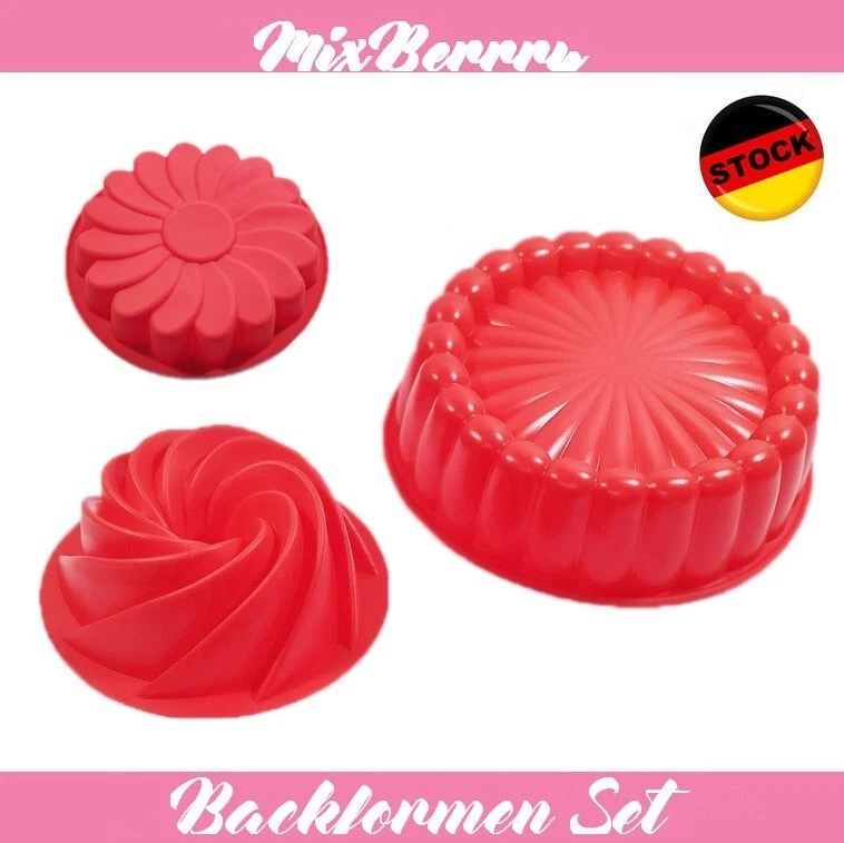 ✅ Silikon Backform Set 3 tlg  Kuchen Tortenform Kuchenbackform Geburtstagskuchen - Bild 1 von 4