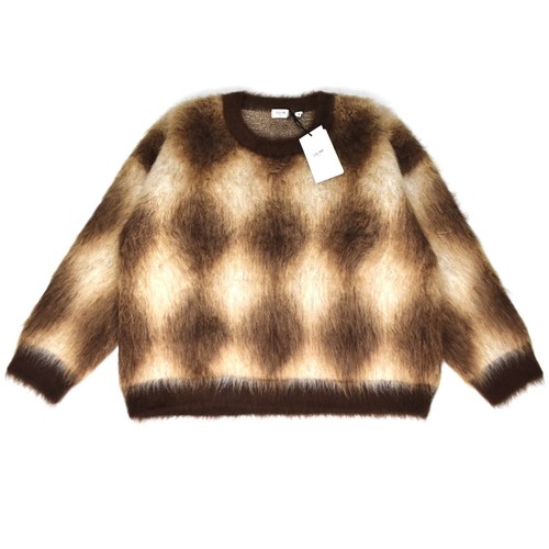 Maglione girocollo nuovo con etichette $1350 Celine FW24 fuzzy mohair maglia pesante Boxy XL AUTENTICO