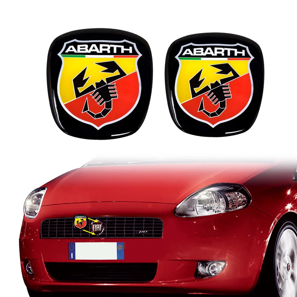 Adesivo Abarth 3D Ricambio Logo per Fiat Grande Punto, Anteriore + Posteriore - Immagine 1 di 3