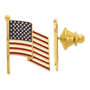 14k 14kt Yellow Gold Enameled Flag Tie Tac 27mm X 20mm - Picture 1 of 2