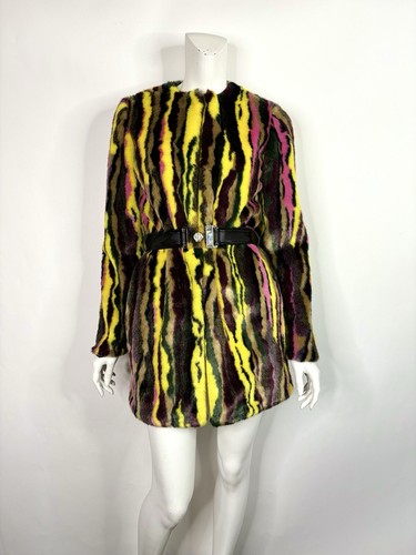 Cappotto pelliccia sintetica giallo Versace Jeans vintage 38 XS