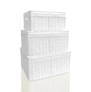 Paper Rope Woven Storage Xmas Hamper Basket Box with White Cloth Lining - Picture 1 of 25