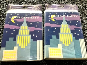 16 Birthday Party Invitations & Envelopes City Drawing Board Vintage NEW SEALED - Picture 1 of 2