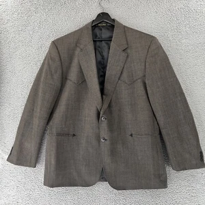 CIRCLE S Western Style 100% Wool Blazer Jacket Men's 48 R Button Front Brown - Picture 1 of 15