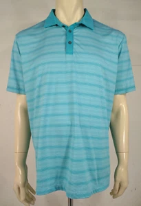 Polo Ping Azul Teal Rayas Mezcla Poliéster Manga Corta Hombre Grande - Imagen 1 de 10
