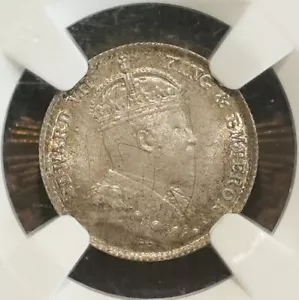 BRITISH Hong Kong 5 cents King Edward VII NGC Silver MONEY coin 1905 - Picture 1 of 4