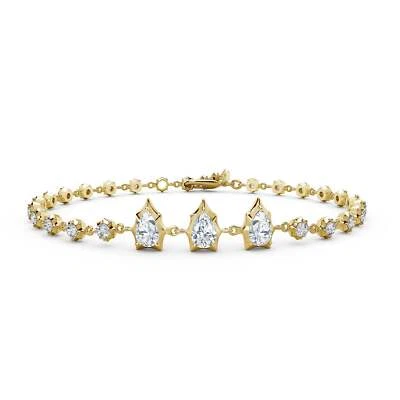 1.26ct Pear Cut Lab Grown Diamond 10k solid gold sophisticated line bracelet - Image 1 of 4