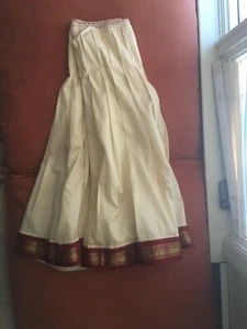 Girls Indian cream & maroon zari border dance SKIRT / LENGHA. Waist: 26”. - Picture 1 of 8