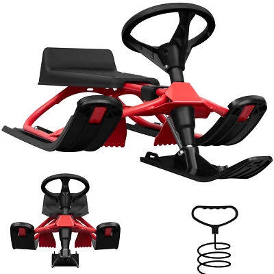 Lenkschlitten Bob Schlitten für Kinder Kinderschlitten ab 5 Jahre mit Fußbremse - Bild 1 von 4