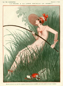 La Vie Parisienne Illustration: Fishing, Women, Reeds (Vallee) - Picture 1 of 1