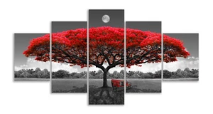 Red Tree Canvas Wall Art Landscape Picture Living Room Wall Decor Christmas Gift - Picture 1 of 6