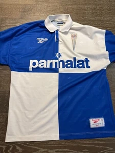 VINTAGE AUTHENTIC REEBOK PARMALAT SOCCER JERSEY CDUC RARE ITALY BLANK LARGE - Picture 1 of 13