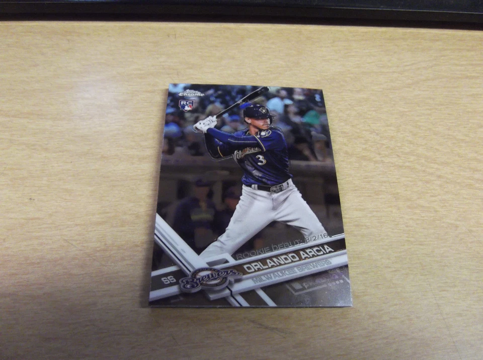 2017 TOPPS CHROME UPDATE #HMT52 ORLANDO ARCIA RC BREWERS - Image 1 of 1