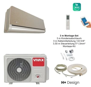 VIVAX H+ Design GOLD + 3 m Montageset Klimagerät Split Klimaanlage 3D Swing A+++ - Bild 1 von 9