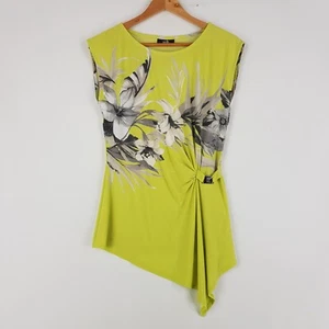 Wallis Women Size 10 Green Floral Pattern Cinched Waist Feature Hi-Lo Hem Top - Picture 1 of 10
