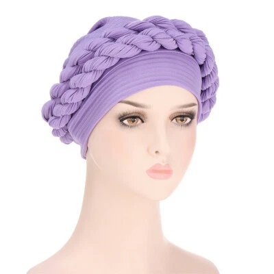Pañuelo envolvente turbante trenzado para mujeres musulmanas sombrero hiyab pérdida de cabello gorro quimioterapia gorra Foto 1 de 4