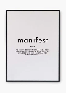 Manifest Print Boho Poster Framed Wall Art Namaste Definition Yoga Quote A3/A4 - Picture 1 of 2