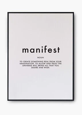 Manifest Print Boho Poster Framed Wall Art Namaste Definition Yoga Quote A3/A4 - Image 1 of 2