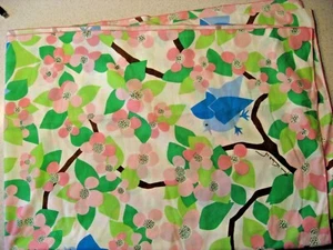 Vtg Leacock & Co. Gloria Vanderbilt Poppies and Blue Birds Table Cloth 80" x 60" - Picture 1 of 4