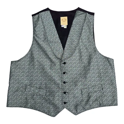 Wah Maker Mens XXL Frontier Western Button Front Fancy Casual Vest Silver Grey - Image 1 of 4