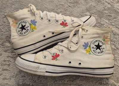 Converse Chuck Taylor All Star Hi Top Fresh Cut Flowers UK 6 Egret Floral - Image 1 of 4