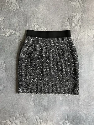 Women’s Dolce & Gabbana Black White Wool Boucle A-Line Midi Skirt Size 42 - Image 1 of 4