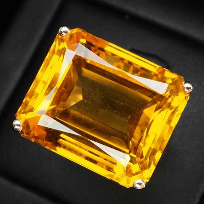 Elegante anillo de oro rosa de plata de ley 925 de 24,75 quilates con baguette citrino dorado amarillo Foto 1 de 4